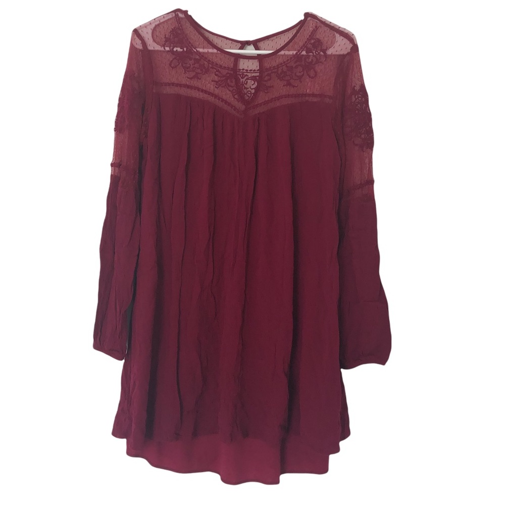 Boho Lace boutique long sleeve red Dress